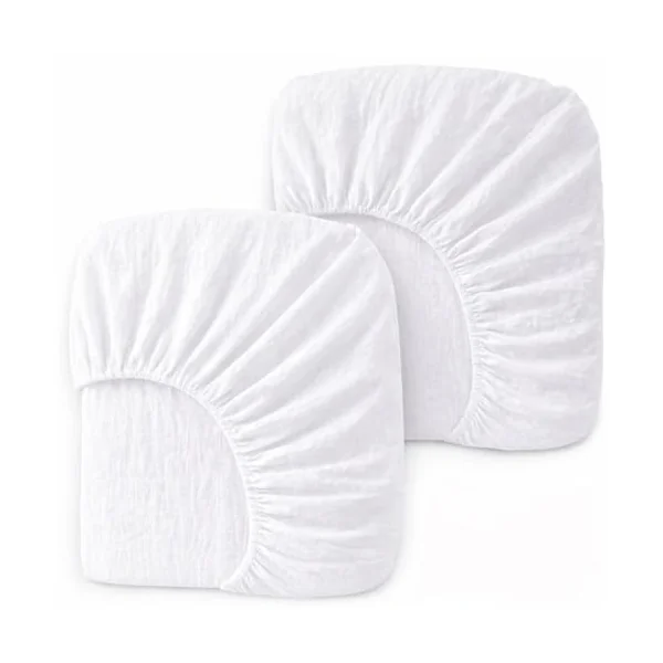 2 Pack Muslin Changing Mat for Girls Boys Neutral Breathable Soft Portable Travel Changing Mat 17" x 33" White
