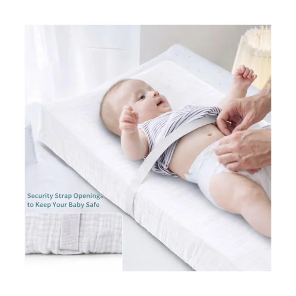 2 Pack Muslin Changing Mat for Girls Boys Neutral Breathable Soft Portable Travel Changing Mat 17" x 33" White