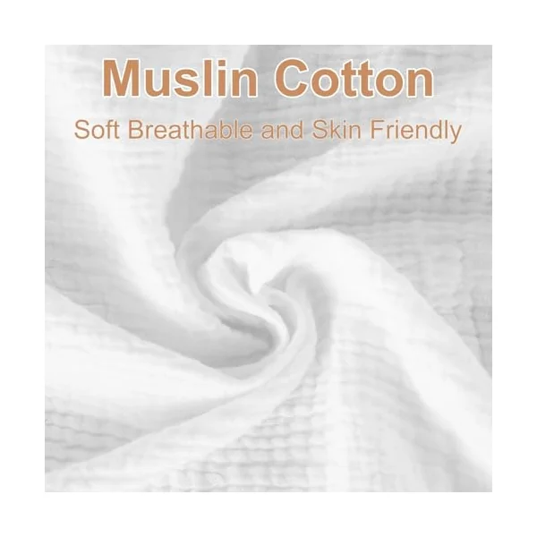 2 Pack Muslin Changing Mat for Girls Boys Neutral Breathable Soft Portable Travel Changing Mat 17" x 33" White