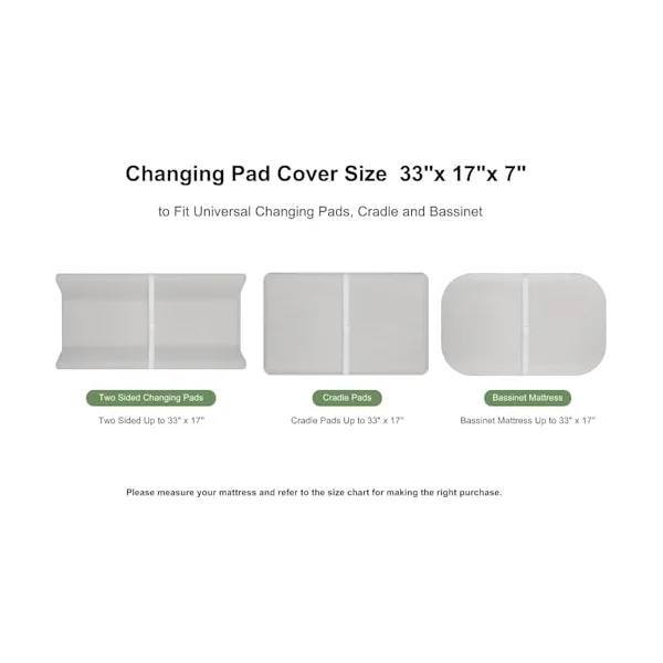 2 Pack Muslin Changing Mat for Girls Boys Neutral Breathable Soft Portable Travel Changing Mat 17" x 33" White