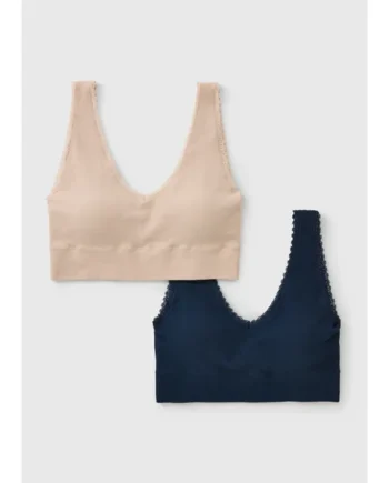 2 Pack Nude Seam Free Ribbed Bralettes