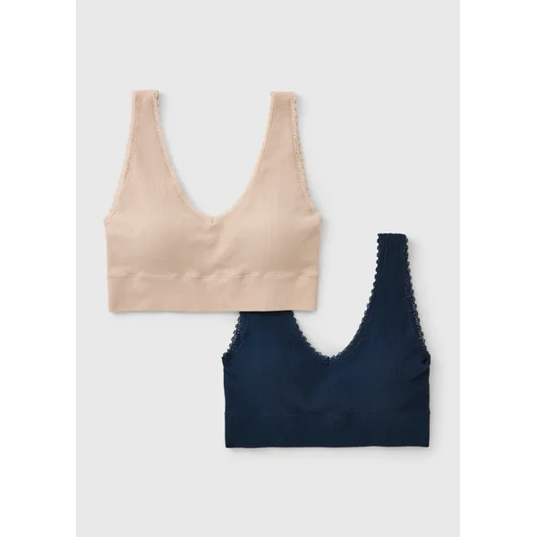 2 Pack Nude Seam Free Ribbed Bralettes