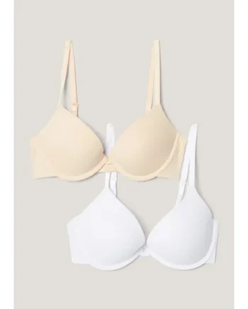 2 Pack Nude & White Smooth Plunge Bras