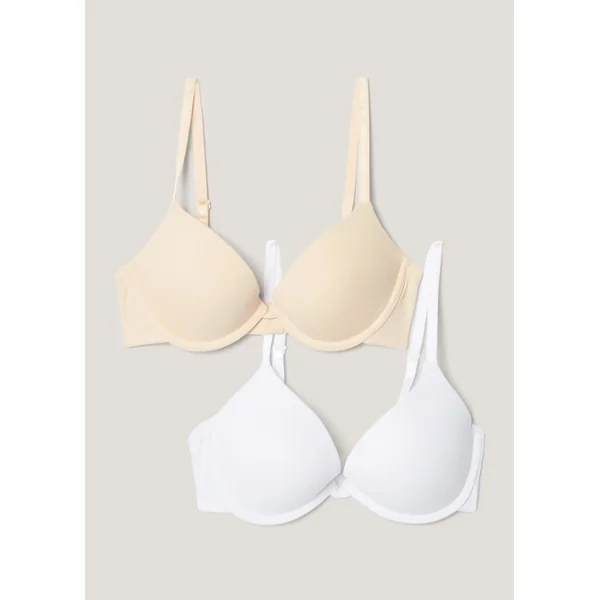 2 Pack Nude & White Smooth Plunge Bras
