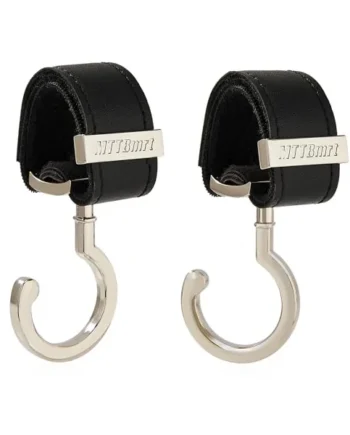 2 Pack Stroller Hooks,Strong Synthetic Leather Hook-and-Loop Fastener&High-Quality Metal Hooks,Universal Bag Clip|360° Rotation, 66lb Capacity,Non-Slip-Fits Wheelchair