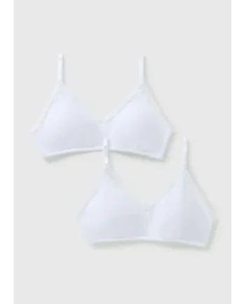2 Pack White Padded Crop Tops (8-13yrs)