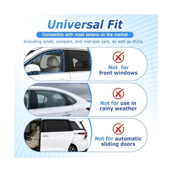 2 Pcs Car Window Shades, Children's Window Shades for Baby, Sun Shade Blocking Mosquito Net, Breathable Privacy Shade,Protection for Kids/Baby/Adults/Pets,Blocks UV Rays,Easy Fit for SUV Saloon