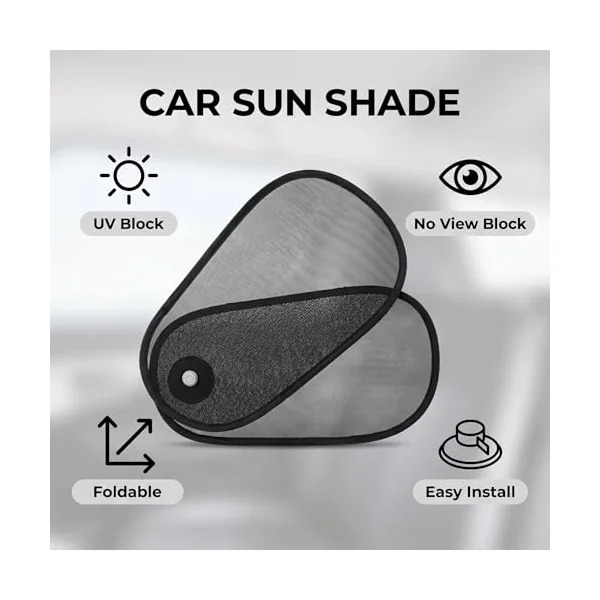 2 PCS Car Window Shades,Adjustable Side Window Sun Shade 16.14" × 8.66" Mesh Sun Blocker with Suction Cups,Rotatable 2-in-1 Sun Visor for Baby,Driver/Passenger/Rear Windows,UV & Glare Protection