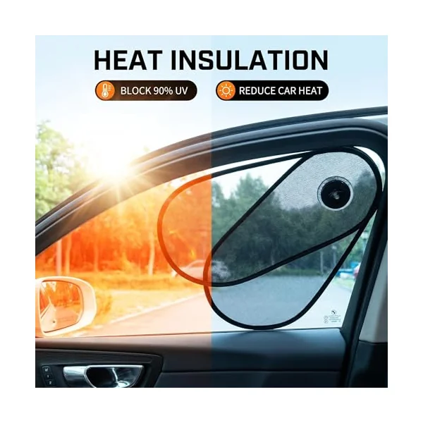 2 PCS Car Window Shades,Adjustable Side Window Sun Shade 16.14" × 8.66" Mesh Sun Blocker with Suction Cups,Rotatable 2-in-1 Sun Visor for Baby,Driver/Passenger/Rear Windows,UV & Glare Protection