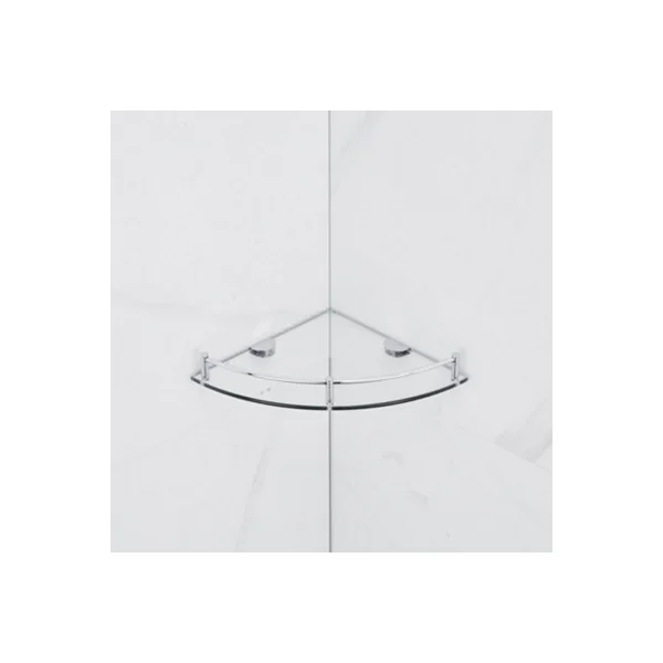 2 Pcs Silver Glass Bathroom Corner Shelf Wall Mounted 6mm Tempered Glass