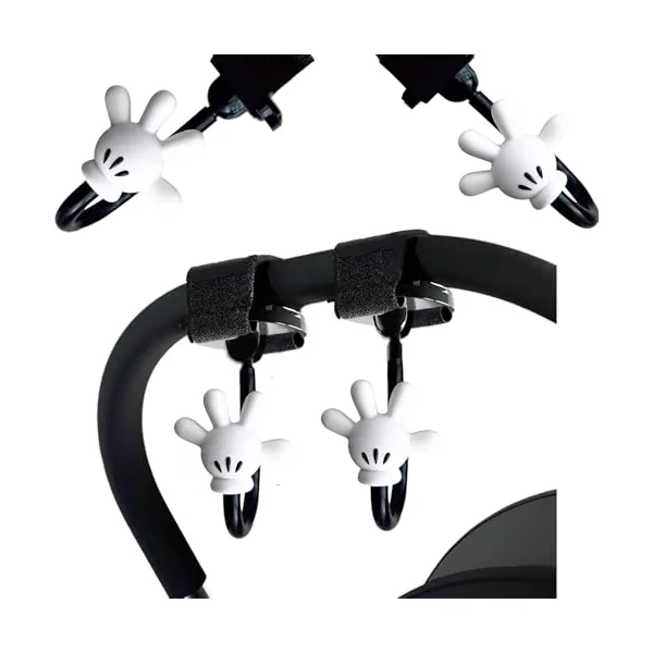 2 Pcs Stroller Hooks, Adjustable Stroller and Car Seat Hooks, Sticky and Hanging Dual Hooks, Universal Storage Hooks for Hanging Bags and Shopping, Mommy Stroller Accessories (Abstract Palm)