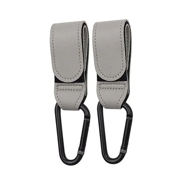 2 Pcs Stroller Hooks Bag Hooks for Hanging Diaper Bags Multipurpose Stroller Clip for Grocery Shopping bags, Leather Pram Straps Baby Stroller