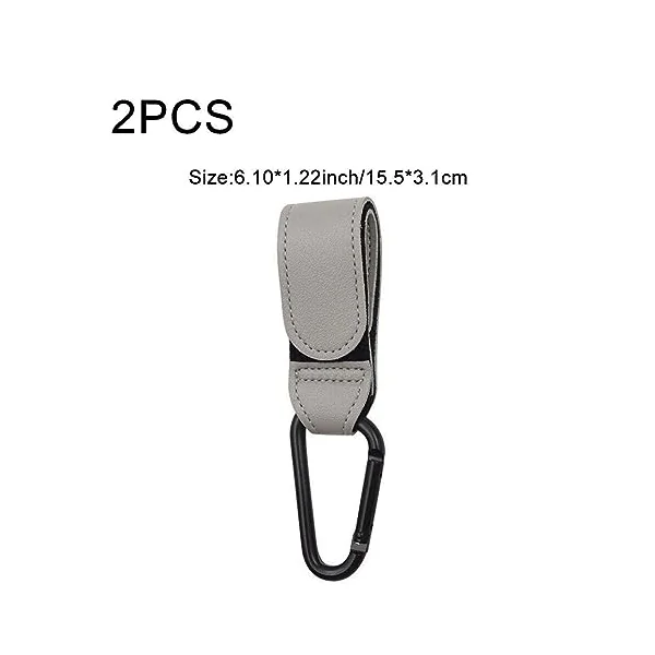 2 Pcs Stroller Hooks Bag Hooks for Hanging Diaper Bags Multipurpose Stroller Clip for Grocery Shopping bags, Leather Pram Straps Baby Stroller