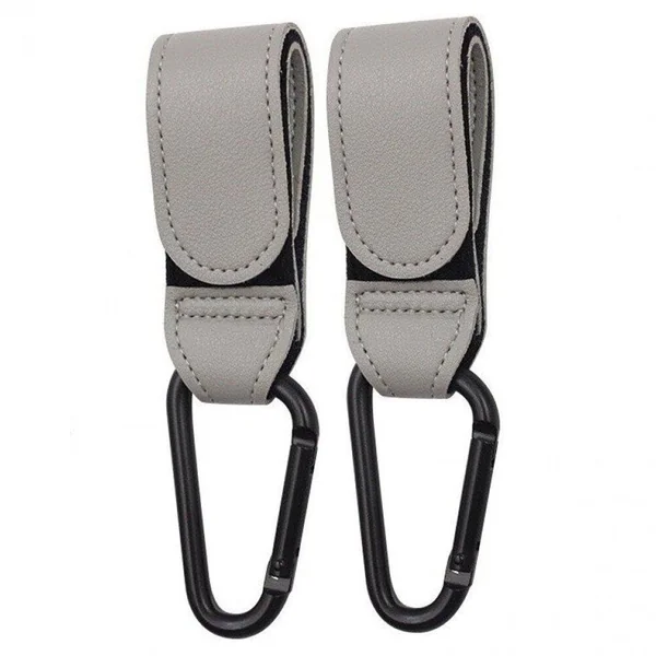 2 Pcs Stroller Hooks Bag Hooks for Hanging Diaper Bags Multipurpose Stroller Clip for Grocery Shopping bags, Leather Pram Straps Baby Stroller