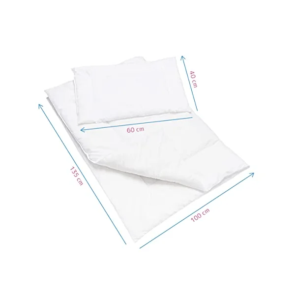 2 Piece Cot Bed Duvet Quilt & Flat Pillow Set 12M+ (135x100 cm)