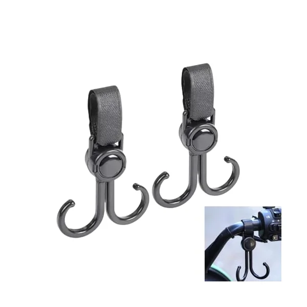2 Pieces Stroller Hook, 360° Swivel Universal Stroller Hooks, Multifunctional Stroller Hook, Pushchair, Pushchair