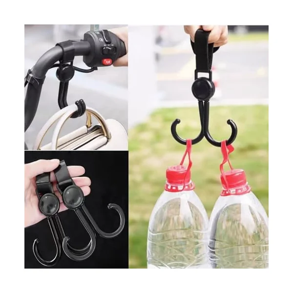 2 Pieces Stroller Hook, 360° Swivel Universal Stroller Hooks, Multifunctional Stroller Hook, Pushchair, Pushchair