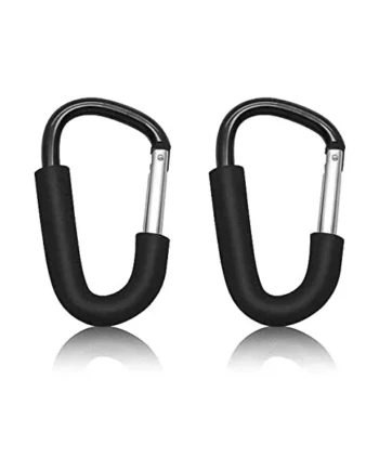2 x Buggy Clips | Heavy Duty Stroller Hook Organizer | Pushchair Pram Baby Bag Clips Buggies Clip Holder for Pram, Toys and Shopping Bag | Black Carabiner Clips