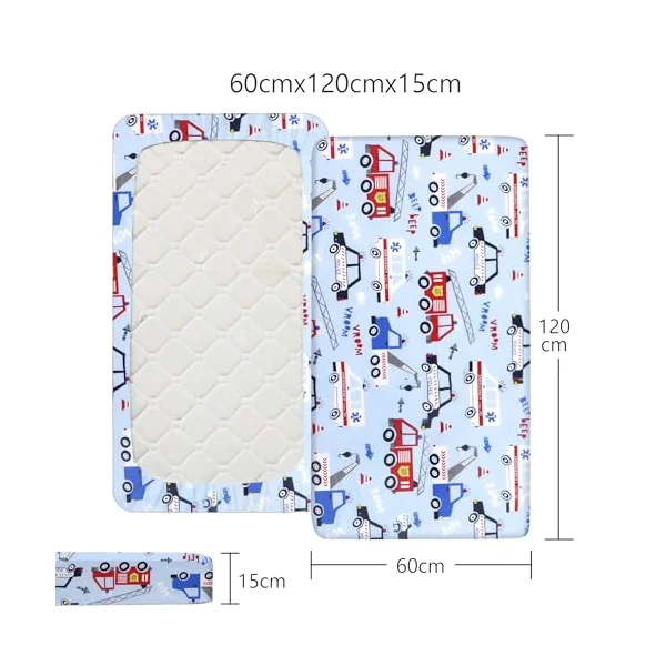 2 x Cot Bed Sheets Cot Sheets 120x60 Fitted Cotton Soft Bed sheets Hypoallergenic Fully Elasticated Skirt Breathable Easy Care(Car+Dinosaur)