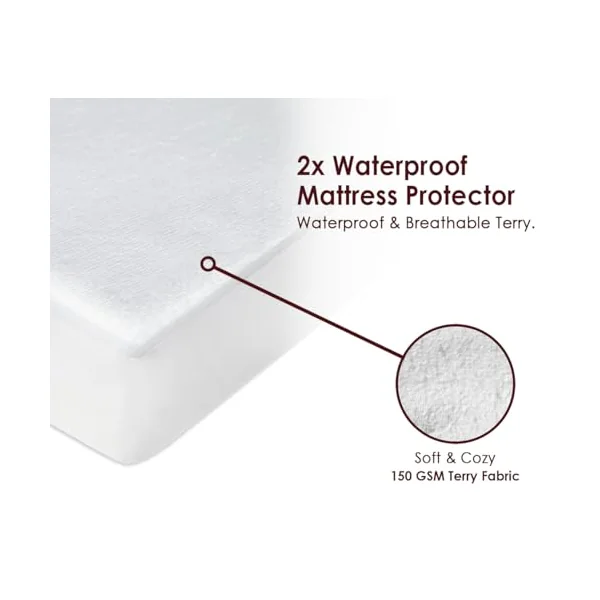 2 x Next To Me Crib Waterproof Mattress Protectors (83-85 x 50-51 cm) | Non-Noisy, Ultra Soft and Super Absorbent Mattress Protectors Covers (83-85 x 50-51 cm)