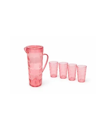 2L Plastic Pitcher Jug with 4 x 350ml Tumblers Glasses