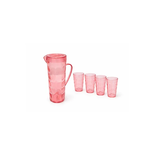 2L Plastic Pitcher Jug with 4 x 350ml Tumblers Glasses
