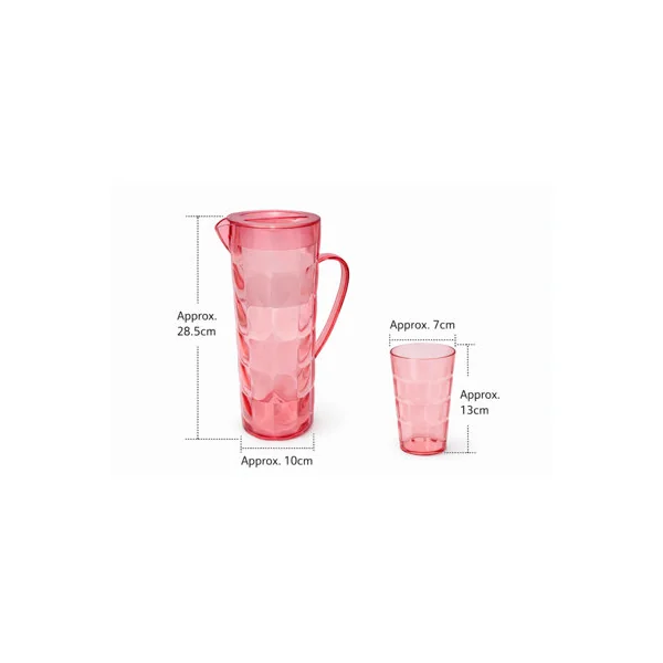2L Plastic Pitcher Jug with 4 x 350ml Tumblers Glasses