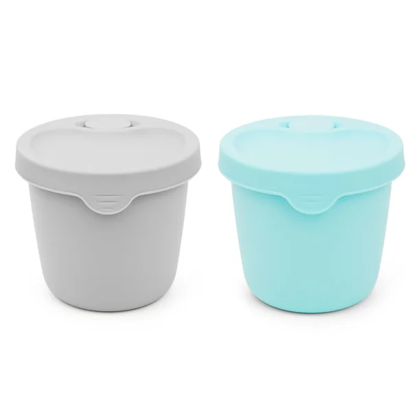 2-Pack Silicone Soup Cups & Travel Mugs (8.5oz) – Leakproof Food Storage Containers with Removable Air Vent – Microwavable Splatter-Proof Bowls for Oatmeal, Coffee, Milk & Snacks – Grey & Mint