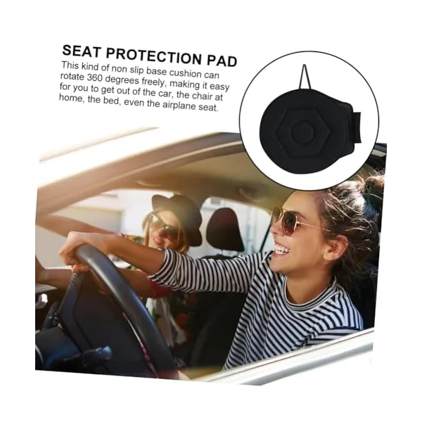 2pcs 360° Rotating Car Seat Cushion for Driving 15.7in Seat Cushion for Car Swivel Seat Cushion for Car for Elderly for Car Seats, Home, Office Chairs Black