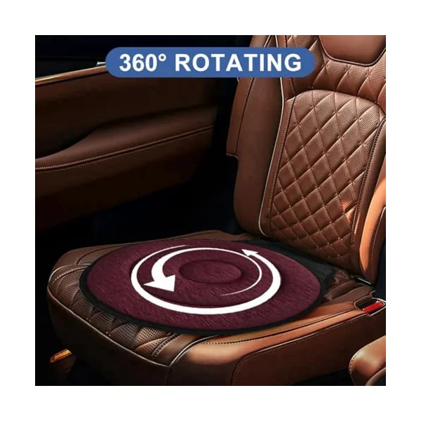 2pcs 360° Rotating Car Seat Cushion for Driving 15.7in Seat Cushion for Car Swivel Seat Cushion for Car for Elderly for Car Seats, Home, Office Chairs Burgundy Color