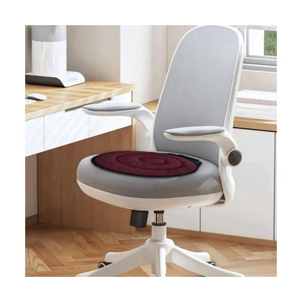 2pcs 360° Rotating Car Seat Cushion for Driving 15.7in Seat Cushion for Car Swivel Seat Cushion for Car for Elderly for Car Seats, Home, Office Chairs Burgundy Color