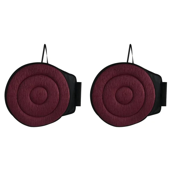 2pcs 360° Rotating Car Seat Cushion for Driving 15.7in Seat Cushion for Car Swivel Seat Cushion for Car for Elderly for Car Seats, Home, Office Chairs Burgundy Color
