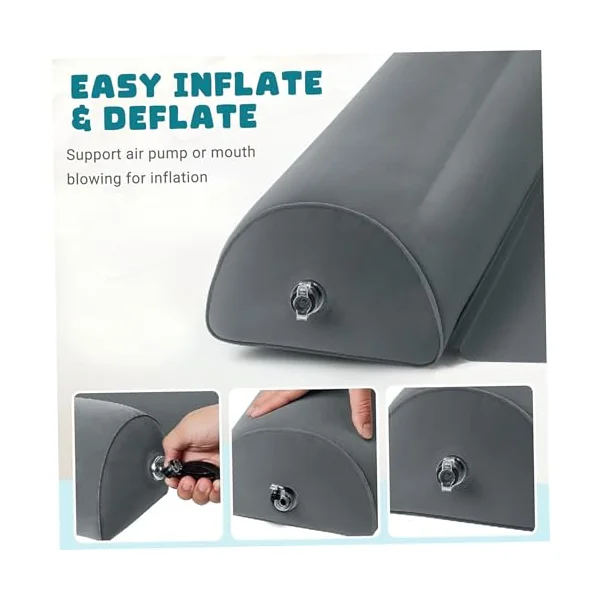 2pcs Inflatable Bed Rails, Portable Toddler Bed Bumpers For Travel, Easy to Install Crib Bumper For Vacation Trip, Gray