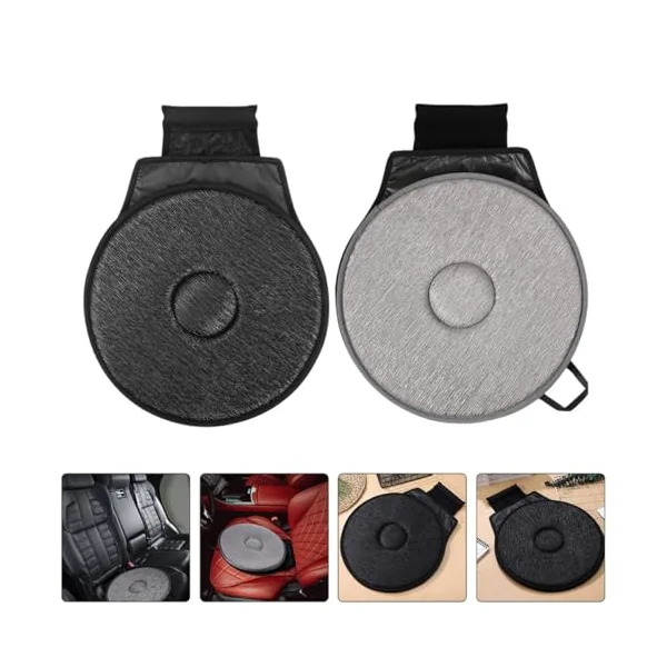 2pcs Rotating Car Seat Cushion 360 Degree Swivel Seat Pads Made of Wrinkle Polyester and Eva for Providing Exceptional Comfort and Enhanced Safety
