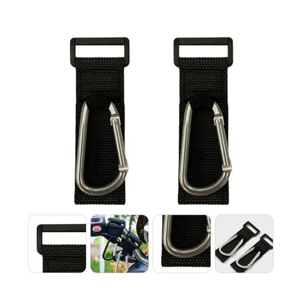 2pcs Stroller Hooks Buggy Clips in Silver Alloy and Pu Material for Carrying Grocery Bags and Increasing Storage Space, for Walking and Picnicking