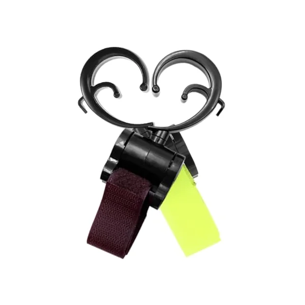 2pcs Stroller Hooks with Detachable Straps, Multipurpose Bag Hanger Clips for Stroller, Electric Scooter, Wheelchair – Green and Brown, No- -and-Loop Attachment for Shopping