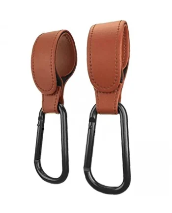 2pcs Universal Clips Stroller Pram Hooks Pu Leather Baby Bag Clip to Hang Your Purse, Shopping and Diaper Bags on