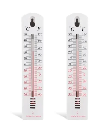 2Pcs Wall Thermometer, Outdoor Indoor Thermometer for Greenhouse Room | Large Wall Mounted Room Temperature Monitor,Read Accurate Celsius and Fahrenheit,for Home Garden Office,Easy-to-Mount Design