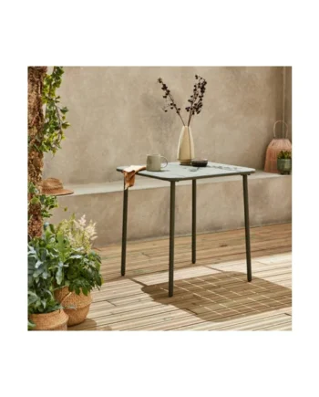 2-seater square steel garden table Khaki Green - sweeek