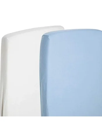2X Cot Bed Jersey Fitted Sheets 140cm x 70cm 100% Cotton White/Blue