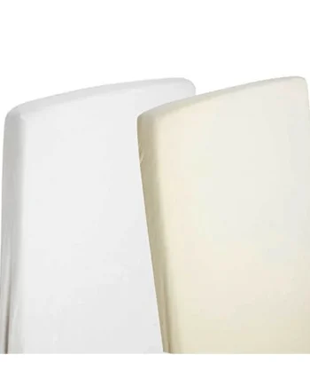 2X Cot Bed Jersey Fitted Sheets 140cm x 70cm 100% Cotton White/Cream