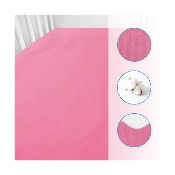 2X Jersey 100% Cotton Fitted Sheet for 140 x 70 cm Toddler Baby Cot Bed Mattress (Pink)