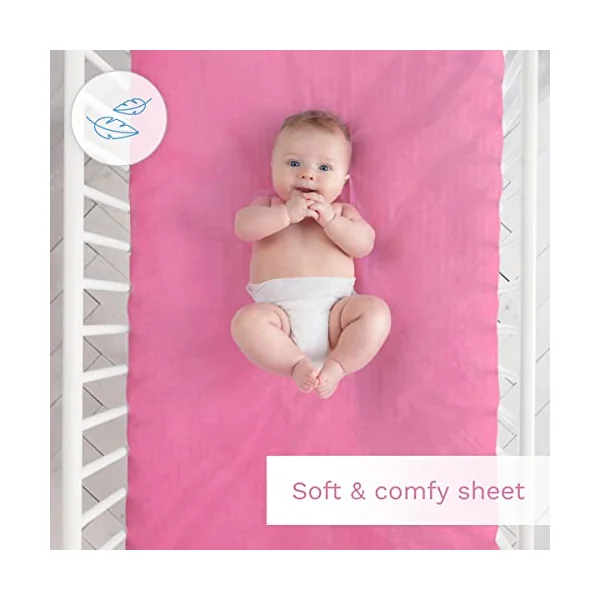 2X Jersey 100% Cotton Fitted Sheet for 140 x 70 cm Toddler Baby Cot Bed Mattress (Pink)