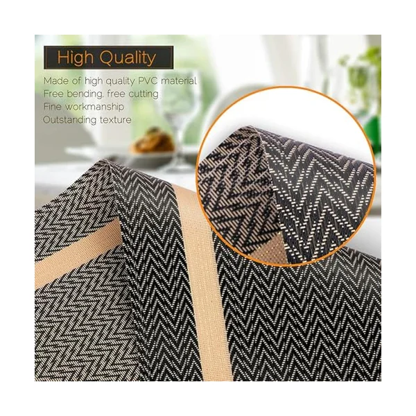 30 x 45 cm Place Mats for Birthday 2, PVC Table Mat Stripes, Square Place Mats Washable Modern for Kitchen Home, Brown Gold