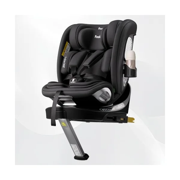 360 Car Seat with ISOFIX - Newborn to 12 Years Children, i-Size Rotating Swivel Baby Car Seat,Group 0+1/2/3 (40-150cm),Rear Facing for Longer from Birth to 4 Years. Black
