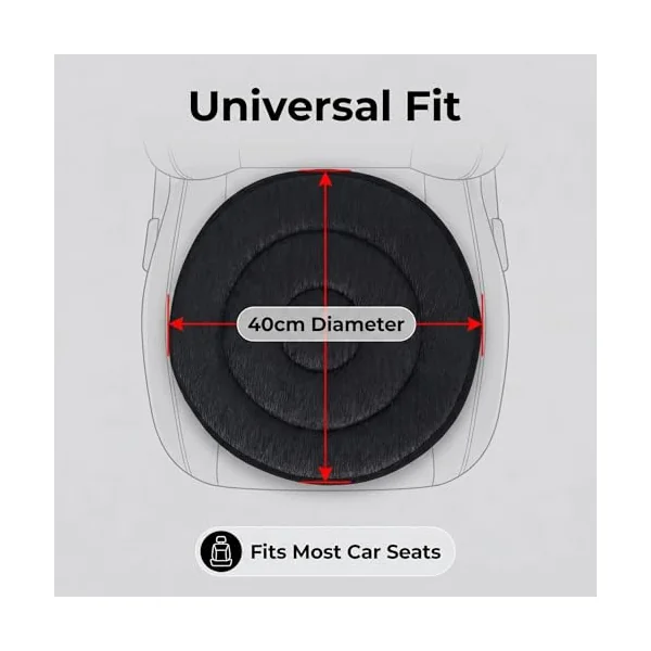 360 Degree Rotating Car Seat Cushion Swivel Car Seat Cushion Universal Fit, Car Seat Turning Aid Non-Slip Pad Lightweight Portable Circle Cushion for Seniors Elderly Disabled
