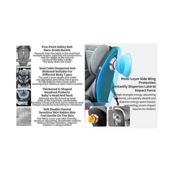 360° Rotating Car Seat, Baby Carriage, Car Infant Seat, Baby Booster Seat, R129, ISOFIX, Birth to 12yrs (40-150cm), i-Size, Group 0+/1/2/3, Recline 170°, Swivel, 0-36 KG Newborn, New