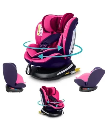 360° Rotating Car Seat, Baby Carriage, Car Infant Seat, Baby Booster Seat, R129, ISOFIX, Birth to 12yrs (40-150cm), i-Size, Group 0+/1/2/3, Swivel, Recline 170°, 0-36 KG Newborn, Pink
