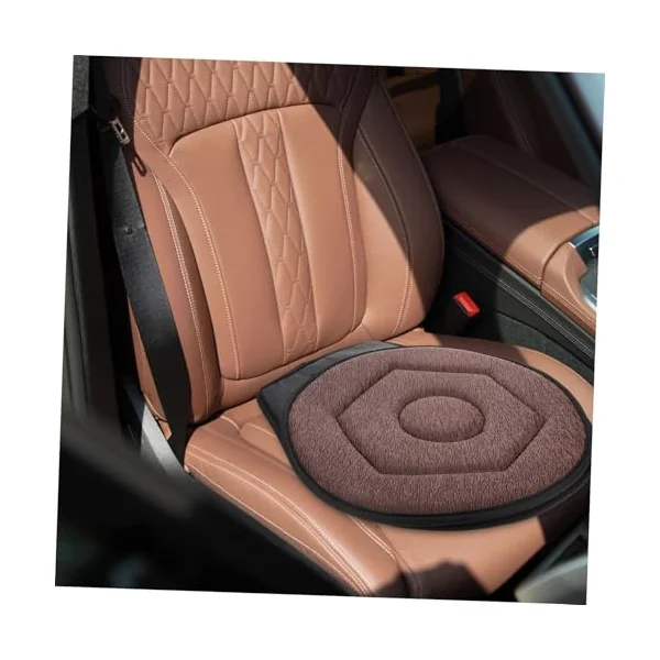 360° Rotating Car Seat Pad Elderly Swivel Cushion for Comfort Breathable Cooling Sturdy Support,Coffee