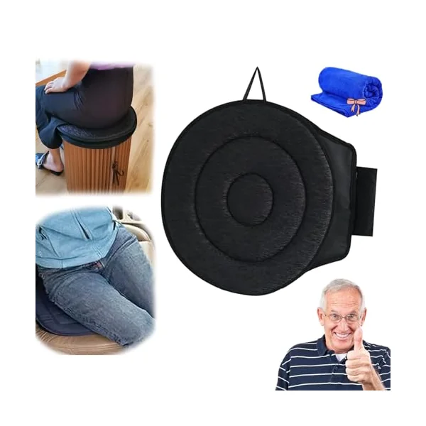 360° Rotating Seat Cushion for Car,15.7in Rotating Car Seat Cushion,Portable 360 Degree Swivel Car Seat,Elderly Support Memory Foam Cushion for Car Office Home (Black)
